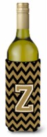 Carolines Treasures  CJ1050-ZLITERK Letter Z Chevron Black and Gold  Wine Bottle