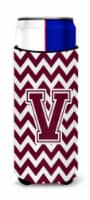 Letter V Chevron Maroon and White  Ultra Hugger for slim cans