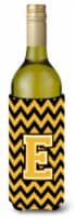 Carolines Treasures  CJ1053-ELITERK Letter E Chevron Black and Gold Wine Bottle