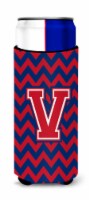 Letter V Chevron Yale Blue and Crimson Ultra Hugger for slim cans