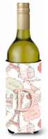 Carolines Treasures  CJ2002-DLITERK Letter D Love in Paris Pink Wine Bottle Hugg