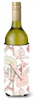 Carolines Treasures  CJ2002-NLITERK Letter N Love in Paris Pink Wine Bottle Hugg