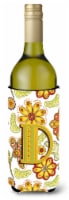 Carolines Treasures  CJ2003-DLITERK Letter D Floral Mustard and Green Wine Bottl