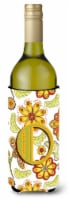 Carolines Treasures  CJ2003-OLITERK Letter O Floral Mustard and Green Wine Bottl