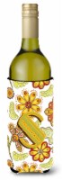 Carolines Treasures  CJ2003-SLITERK Letter S Floral Mustard and Green Wine Bottl