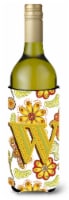 Carolines Treasures  CJ2003-WLITERK Letter W Floral Mustard and Green Wine Bottl