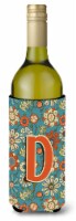 Carolines Treasures  CJ2012-DLITERK Letter D Flowers Retro Blue Wine Bottle Hugg