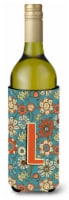 Carolines Treasures  CJ2012-LLITERK Letter L Flowers Retro Blue Wine Bottle Hugg