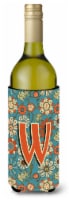 Carolines Treasures  CJ2012-WLITERK Letter W Flowers Retro Blue Wine Bottle Hugg