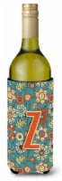 Carolines Treasures  CJ2012-ZLITERK Letter Z Flowers Retro Blue Wine Bottle Hugg