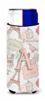 Carolines Treasures CJ2002-AMUK Letter A Love in Paris Pink Ultra Hugger for sl