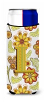 Letter L Floral Mustard and Green Ultra Hugger for slim cans