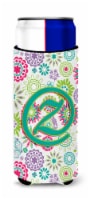 Letter Z Flowers Pink Teal Green Initial Ultra Hugger for slim cans
