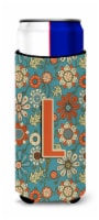 Carolines Treasures  CJ2012-LMUK Letter L Flowers Retro Blue Ultra Hugger for sl