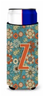 Carolines Treasures CJ2012-ZMUK Letter Z Flowers Retro Blue Ultra Hugger for sl