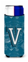 Letter V Sea Doodles Initial Alphabet Ultra Hugger for slim cans