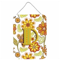Letter D Floral Mustard and Green Wall or Door Hanging Prints