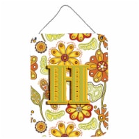 Letter H Floral Mustard and Green Wall or Door Hanging Prints