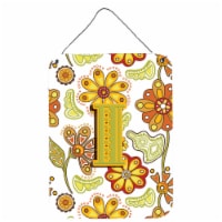 Letter I Floral Mustard and Green Wall or Door Hanging Prints