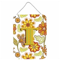 Letter T Floral Mustard and Green Wall or Door Hanging Prints