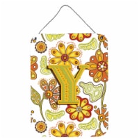 Letter Y Floral Mustard and Green Wall or Door Hanging Prints