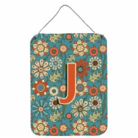 Carolines Treasures  CJ2012-JDS1216 Letter J Flowers Retro Blue Wall or Door Han
