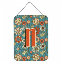 Carolines Treasures  CJ2012-NDS1216 Letter N Flowers Retro Blue Wall or Door Han