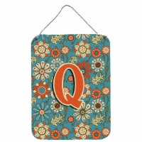 Carolines Treasures  CJ2012-QDS1216 Letter Q Flowers Retro Blue Wall or Door Han