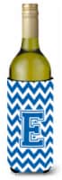 Carolines Treasures  CJ1056-ELITERK Letter E Chevron Blue and White Wine Bottle