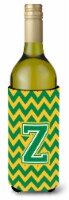 Carolines Treasures  CJ1059-ZLITERK Letter Z Chevron Green and Gold Wine Bottle