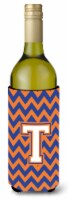 Carolines Treasures  CJ1060-TLITERK Letter T Chevron Blue and Orange #3 Wine Bot