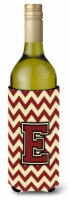Carolines Treasures  CJ1061-ELITERK Letter E Chevron Maroon and Gold Wine Bottle