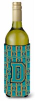 Letter D Football Aqua, Orange and Marine Blue Wine Bottle Hugger