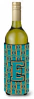 Letter E Football Aqua, Orange and Marine Blue Wine Bottle Hugger