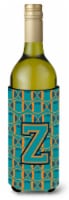 Letter Z Football Aqua, Orange and Marine Blue Wine Bottle Hugger