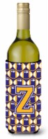 Carolines Treasures  CJ1064-ZLITERK Letter Z Football Purple and Gold Wine Bottl