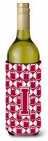 Letter I Football Crimson, grey and white Wine Bottle Hugger