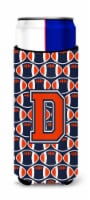 Letter D Football Orange, Blue and white Ultra Hugger for slim cans