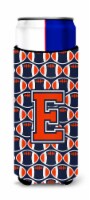 Letter E Football Orange, Blue and white Ultra Hugger for slim cans