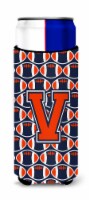 Letter V Football Orange, Blue and white Ultra Hugger for slim cans