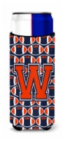 Letter W Football Orange, Blue and white Ultra Hugger for slim cans