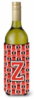 Carolines Treasures  CJ1067-ZLITERK Letter Z Football Scarlet and Grey Wine Bott