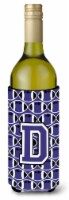 Carolines Treasures  CJ1068-DLITERK Letter D Football Purple and White Wine Bott