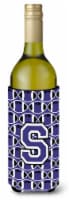 Carolines Treasures  CJ1068-SLITERK Letter S Football Purple and White Wine Bott