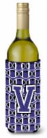 Carolines Treasures  CJ1068-VLITERK Letter V Football Purple and White Wine Bott