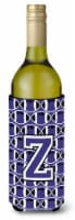 Carolines Treasures  CJ1068-ZLITERK Letter Z Football Purple and White Wine Bott