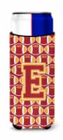 Letter E Football Cardinal and Gold Ultra Hugger for slim cans