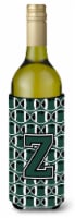 Carolines Treasures  CJ1071-ZLITERK Letter Z Football Green and White Wine Bottl