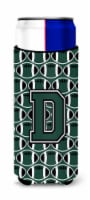 Letter D Football Green and White Ultra Hugger for slim cans