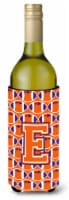 Letter E Football Orange, White and Regalia Wine Bottle Hugger